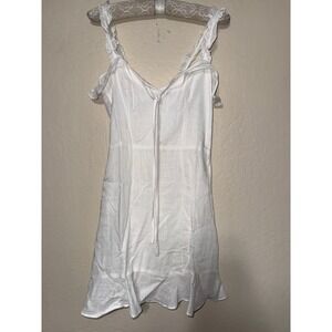 Lulus White Linen Blend Ruffle Spaghetti Strap Mini Dress XS